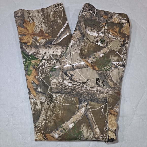 Realtree Edge Camouflage Hunting Cargo Pants Boys XL 14-16 Brown/Green Zip-up - Picture 1 of 12